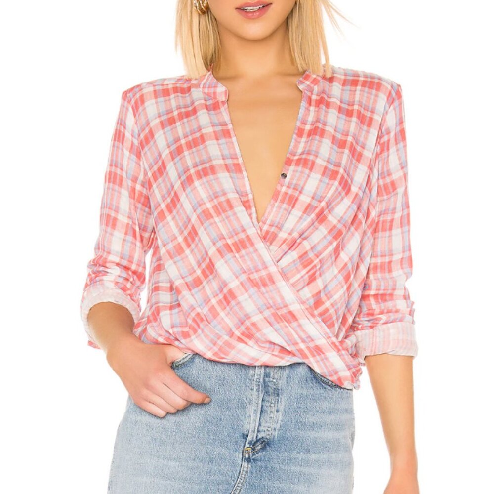 Splendid Backyard Plaid Blouse In Carmine Plaid